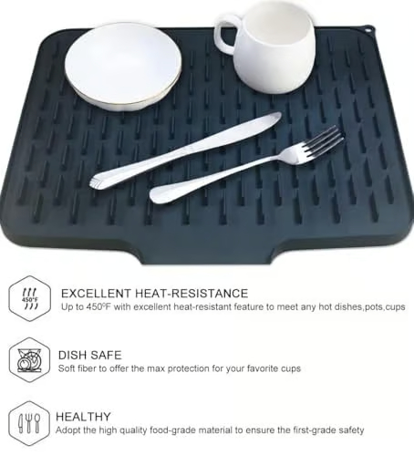 Силиконова подложка за работен плот против разливане – термоустойчива и неплъзгаща се подложка за сушене без капки