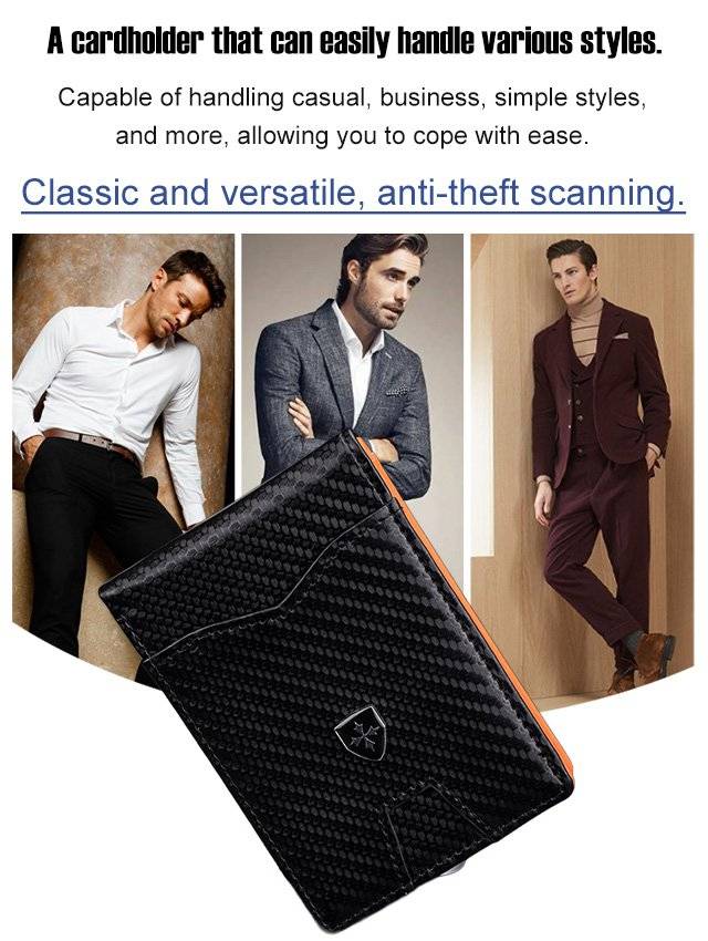 Минималистичен портфейл от въглеродни влакна с защита от кражба за множество карти