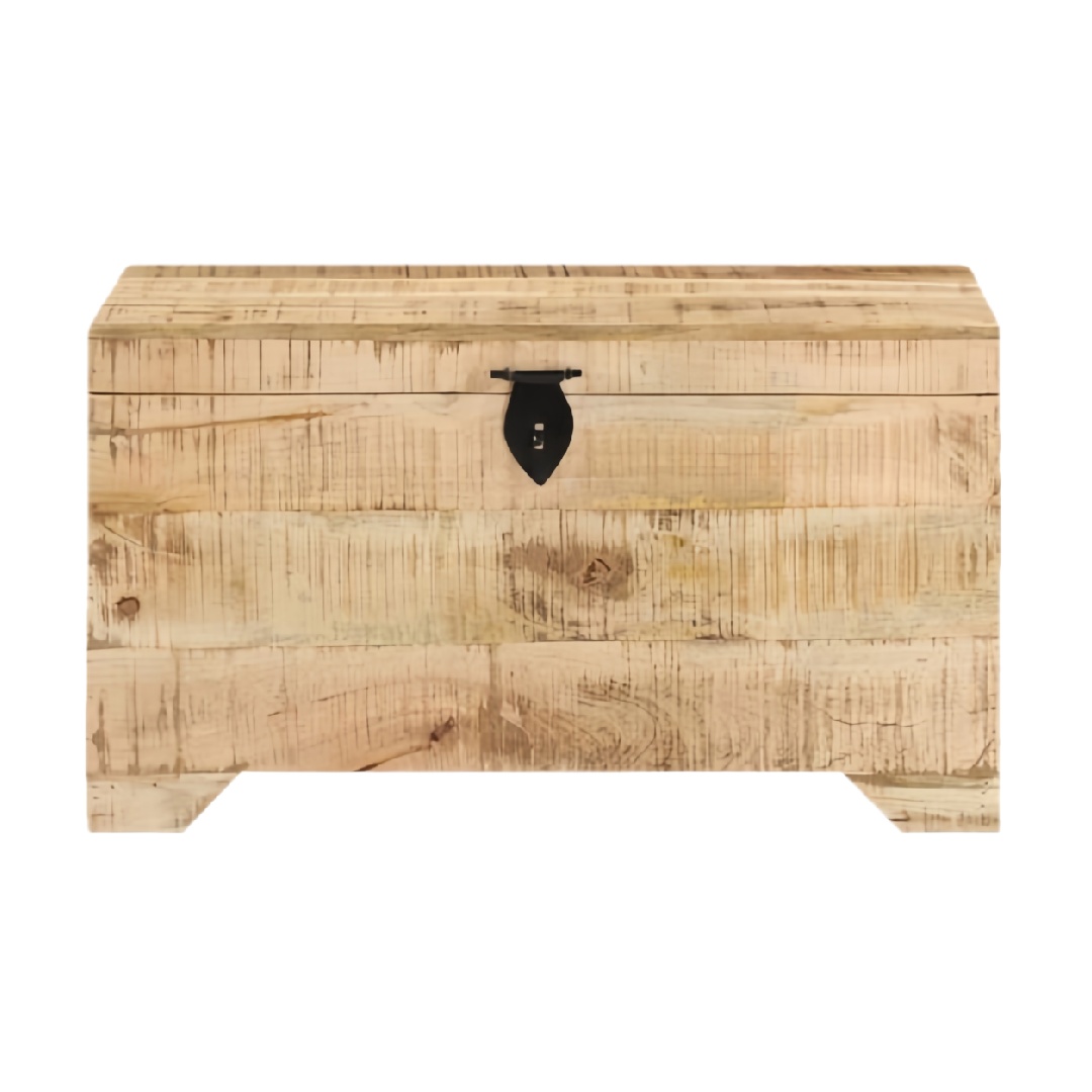 Solid Wood Storage Chest with Metal Latch, Rectangular Trunk Box-eohardware.com