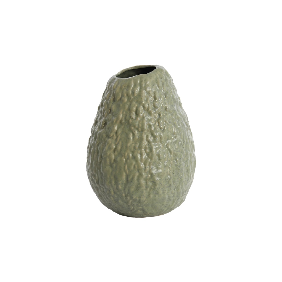 Abstract Textured Moss Green Ceramic Bud Vase - Organic Shaped Decorative Pot-eohardware.com