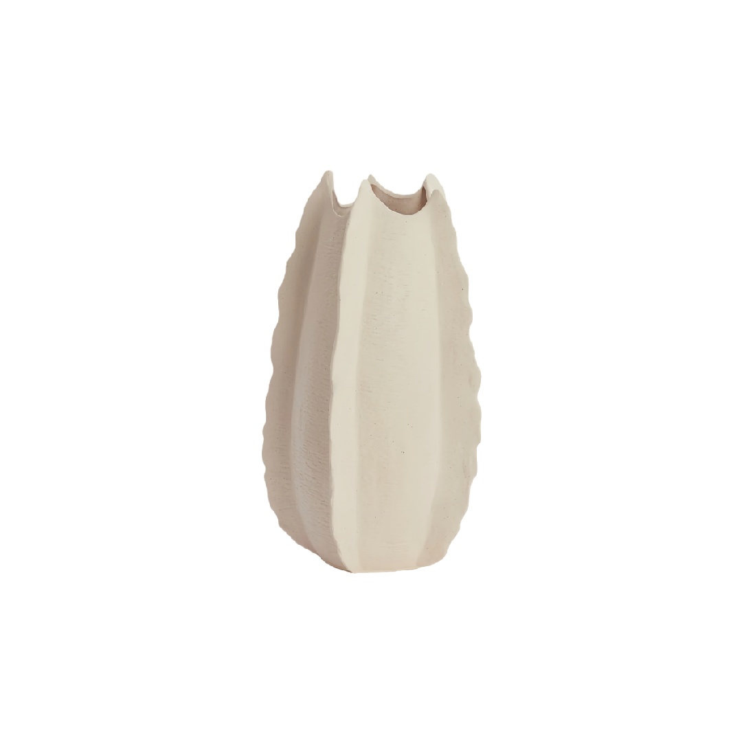 Modern Matte Ceramic Ribbed Cactus Vase - Decorative Organic Shape Flower Pot for Home Decor-eohardware.com