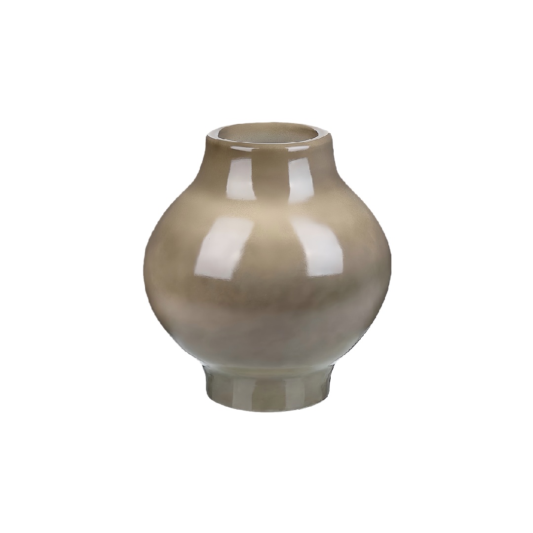 Smoky Taupe Glossy Ceramic Balloon Vase - 10 inch Organic Shaped Decorative Jar-nnhardware.com