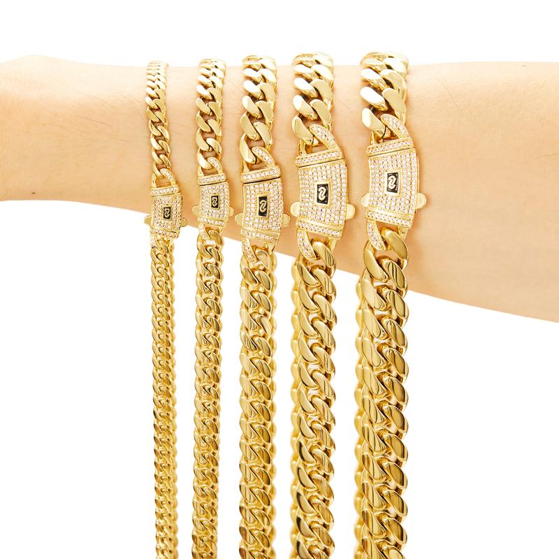 Cuban Chain Necklace/Bracelet ?C 14K Gold Plated, "S" Logo