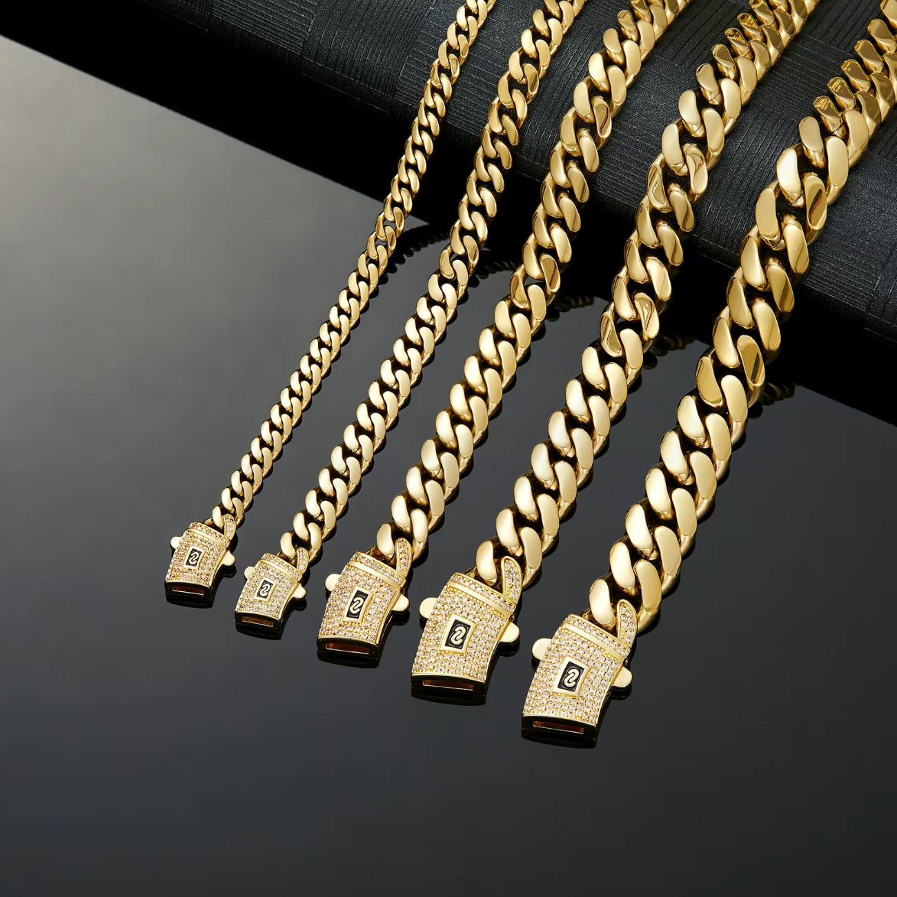Cuban Chain Necklace/Bracelet ?C 14K Gold Plated, "S" Logo