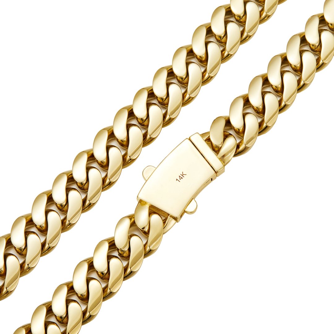 "S" Initial Miami Cuban Link Chain - 14K Gold Plated Necklace & Bracelet