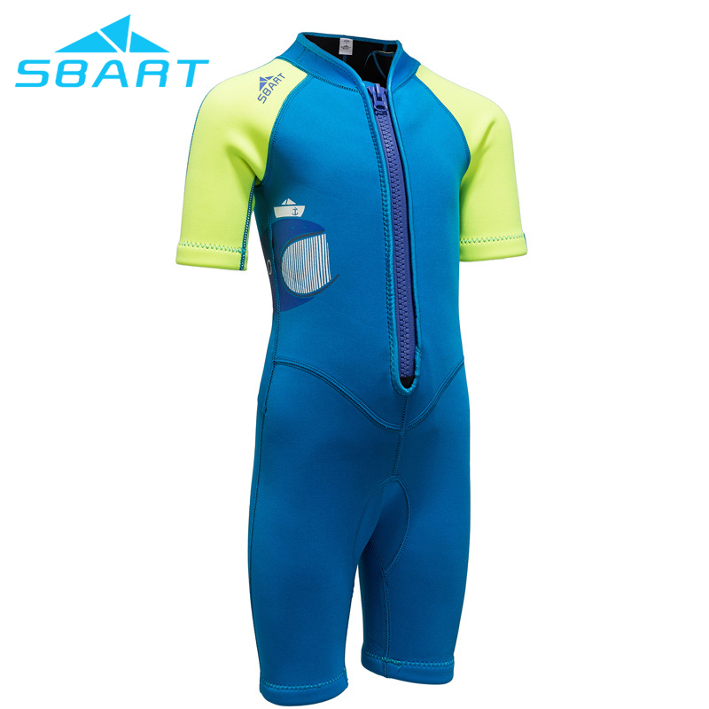 SBART Children Wetsuit 2mm Neoprene Diving Suit Upf50+ Short Sleeve Wet Suit Keep Warm Soft Wetsuit For Kid Water Sport-SBART SPORTS