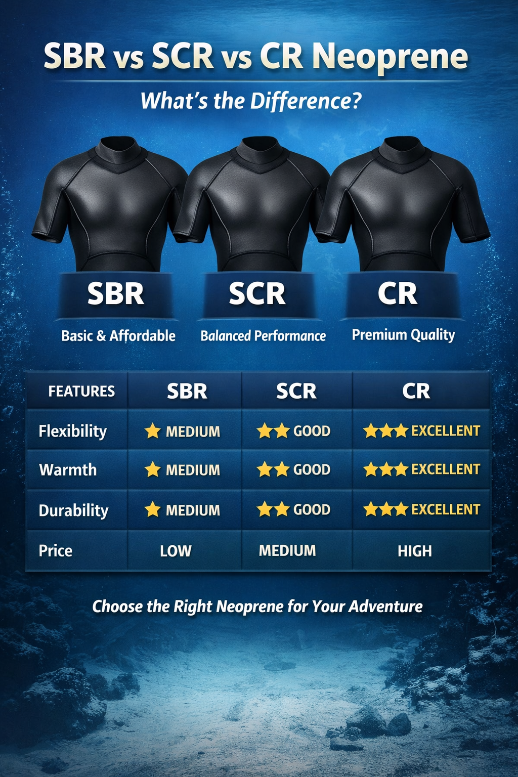 SBR vs SCR vs CR neoprene