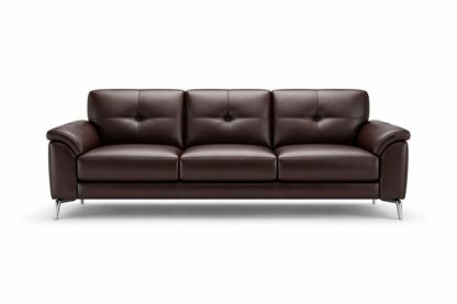 Brown PU Leather 3-Seat Sofa with Metal Legs 210cm