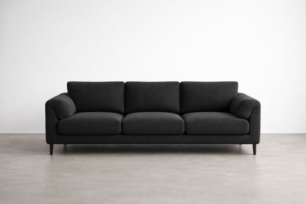 Polyester Fabric Three-Seater Sofa Black