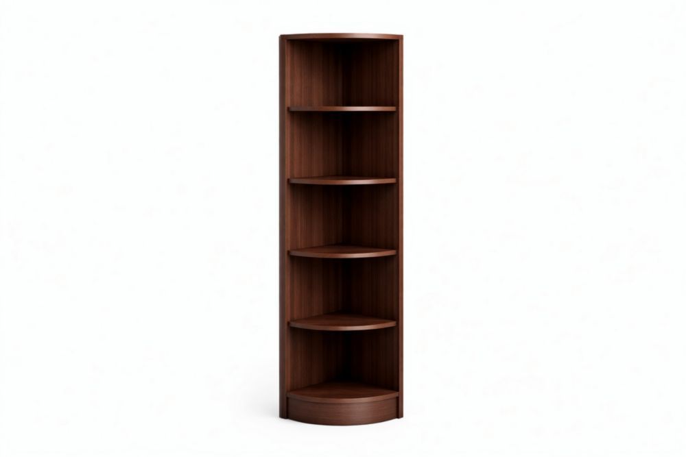Corner 5-Shelf Wood Bookcase Unit Brown