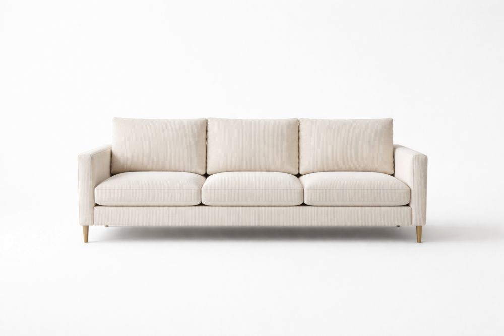 Three-Seater Sofa Polyester Blend Upholstery with Wooden Legs 214cm