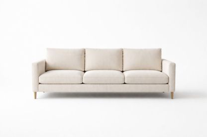 Three-Seater Sofa Polyester Blend Upholstery with Wooden Legs 214cm