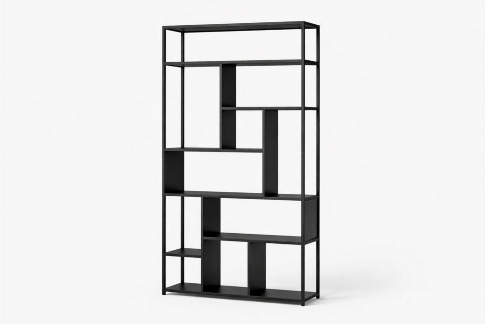 Black Metal Geometric Bookshelf 180cm x 90cm x 30cm
