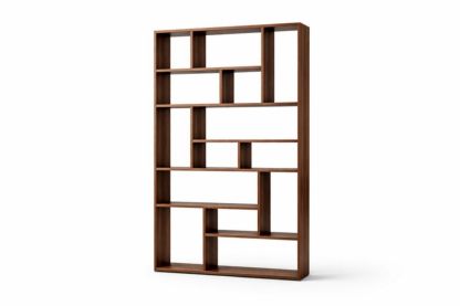 Walnut Wood Geometric Bookshelf Rectangular Design 180x90 cm