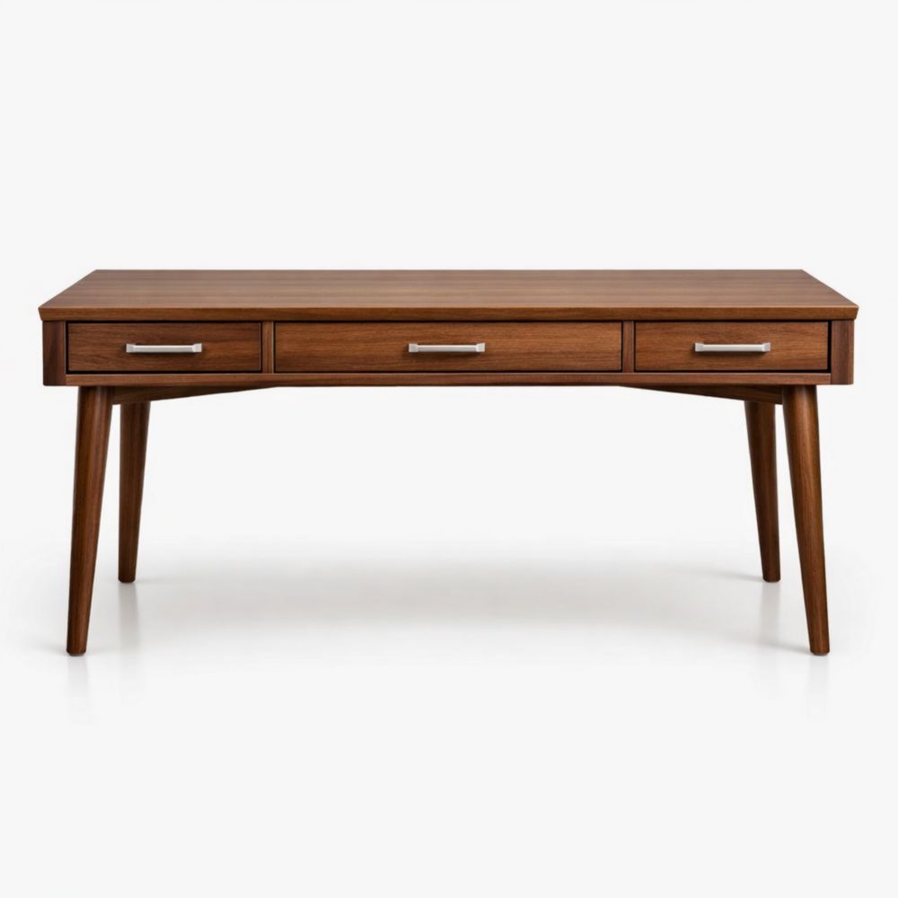 Walnut Wood Desk with Three Drawers 150cm x 60cm x 75cm