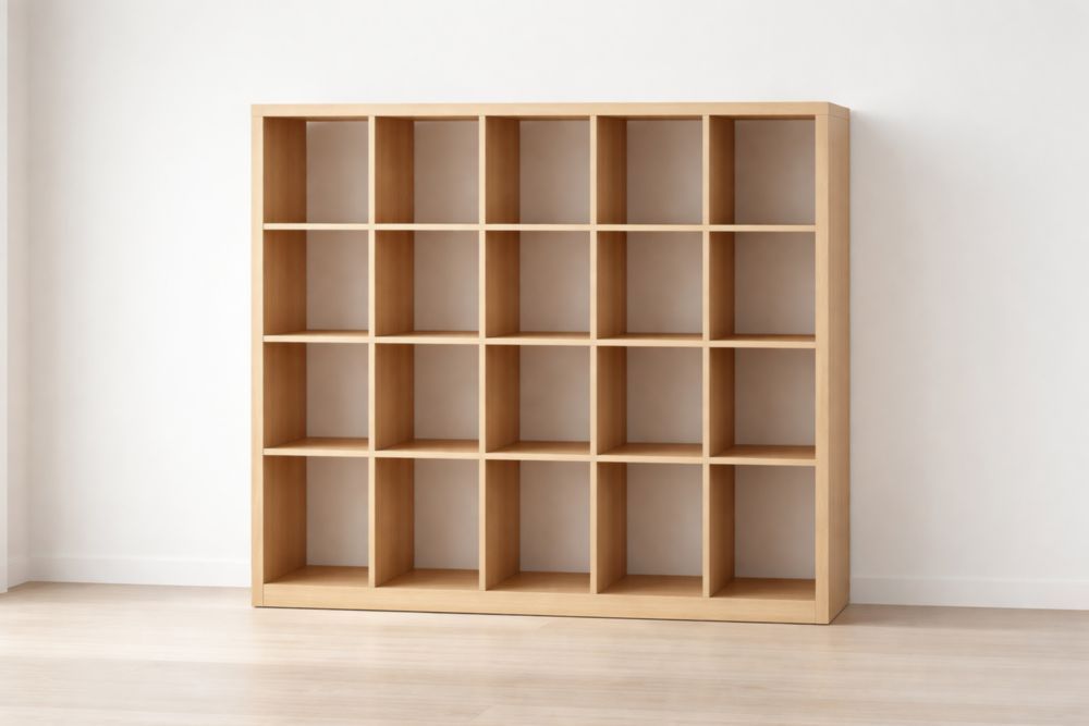 Wooden 20-Cube Storage Organizer Shelf Beige