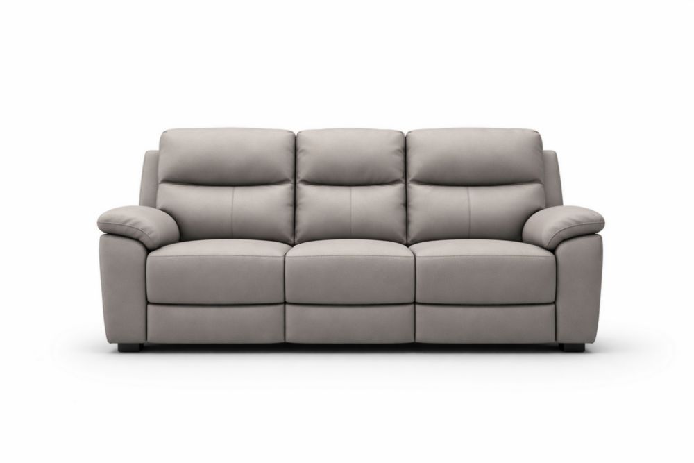 Polyester Three-Seater Recliner Sofa Gray 225cm