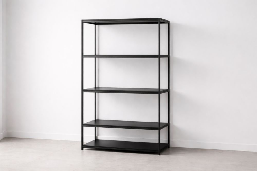 Black Steel Frame Multi-Tier Bookshelf 150 cm × 90 cm × 40 cm