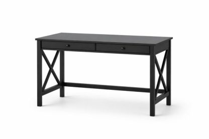 Black Wood Rectangular Desk with Drawers 120cm