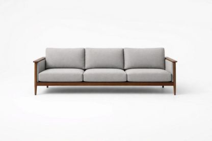 Gray Fabric Upholstered Sofa with Solid Wood Frame 220cm