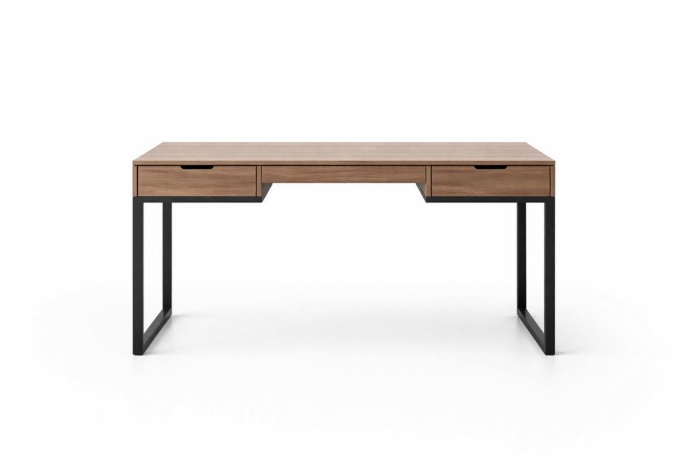 Modern Desk with Drawers Black Frame Wood Surface 120cm