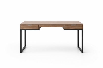 Modern Desk with Drawers Black Frame Wood Surface 120cm