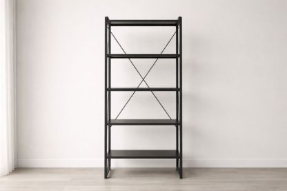 Metal 5-Tier Bookshelf with X-Frame Support