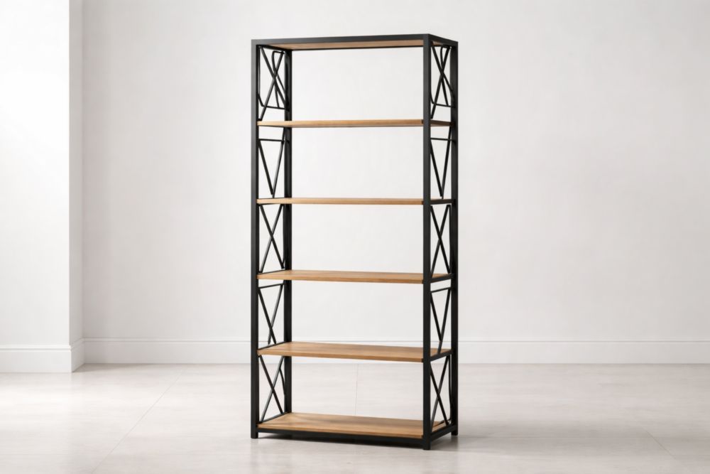 Metal and Wood Shelving Unit