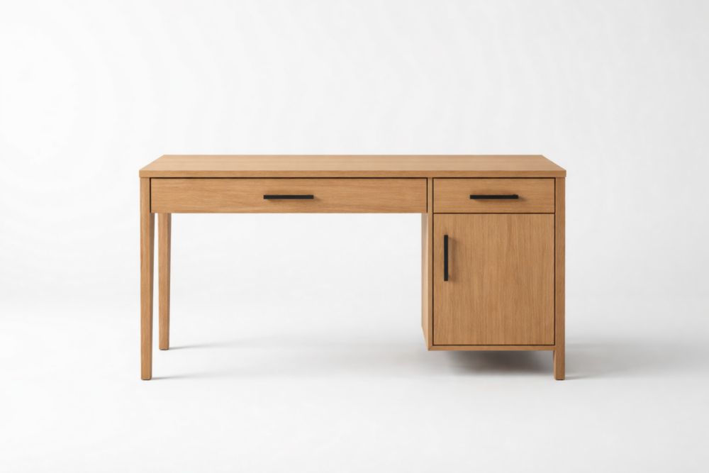 Wooden Desk with Storage Drawers and Cabinet Oak Veneer 120x60x75cm