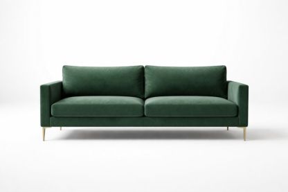 Green Velvet Sofa Metal Legs Solid Wood Frame 210x90x85cm