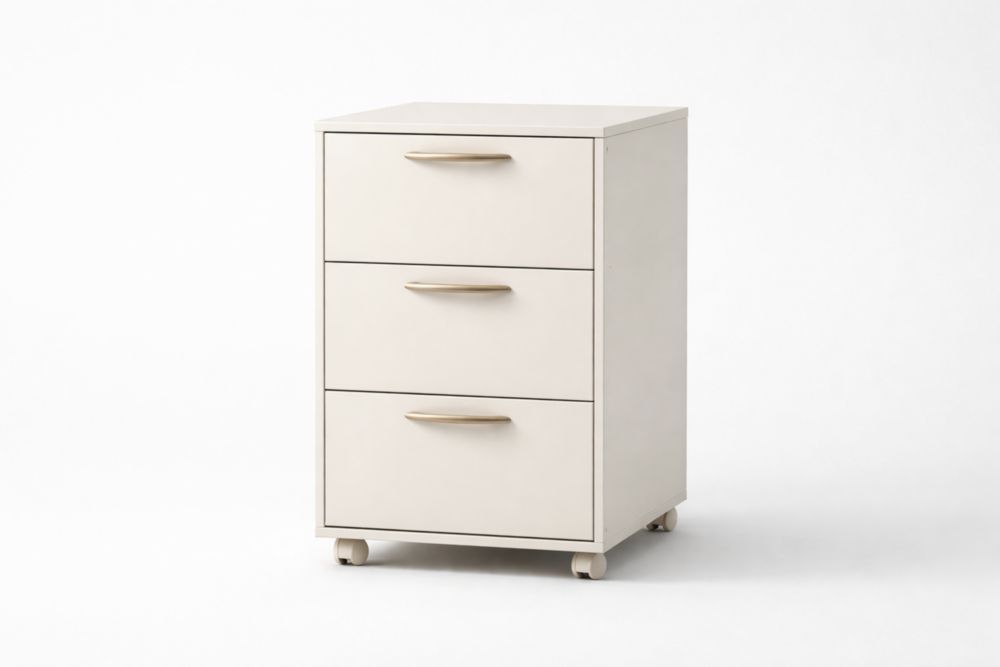 Three-Drawer Mobile File Cabinet Beige MDF 40x50x70 cm