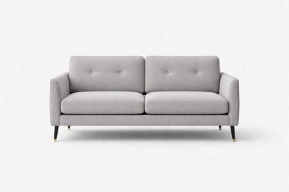 Gray Polyester Fabric Loveseat with Button Tufted Back and Metal Legs