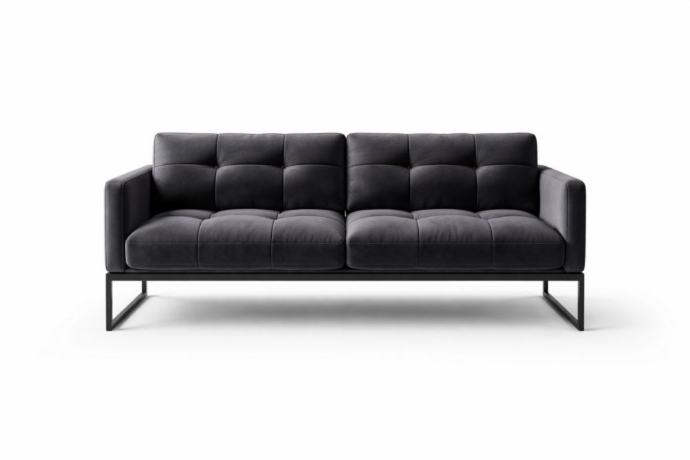 Dark Gray Fabric Upholstered Sofa with Metal Frame 150cm