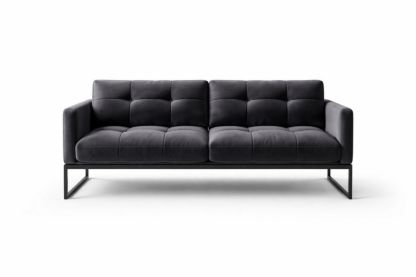 Dark Gray Fabric Upholstered Sofa with Metal Frame 150cm