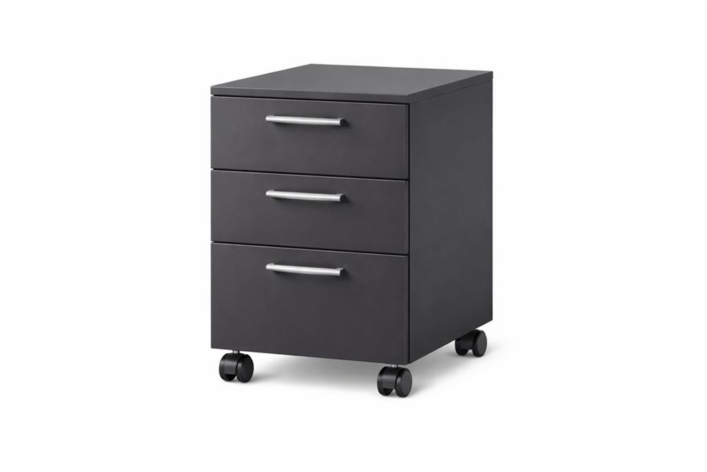 Steel File Cabinet with Three Drawers and Wheels Black
