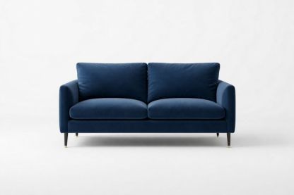 Two-Seater Sofa Navy Blue Velvet with Foam Cushions 160cm