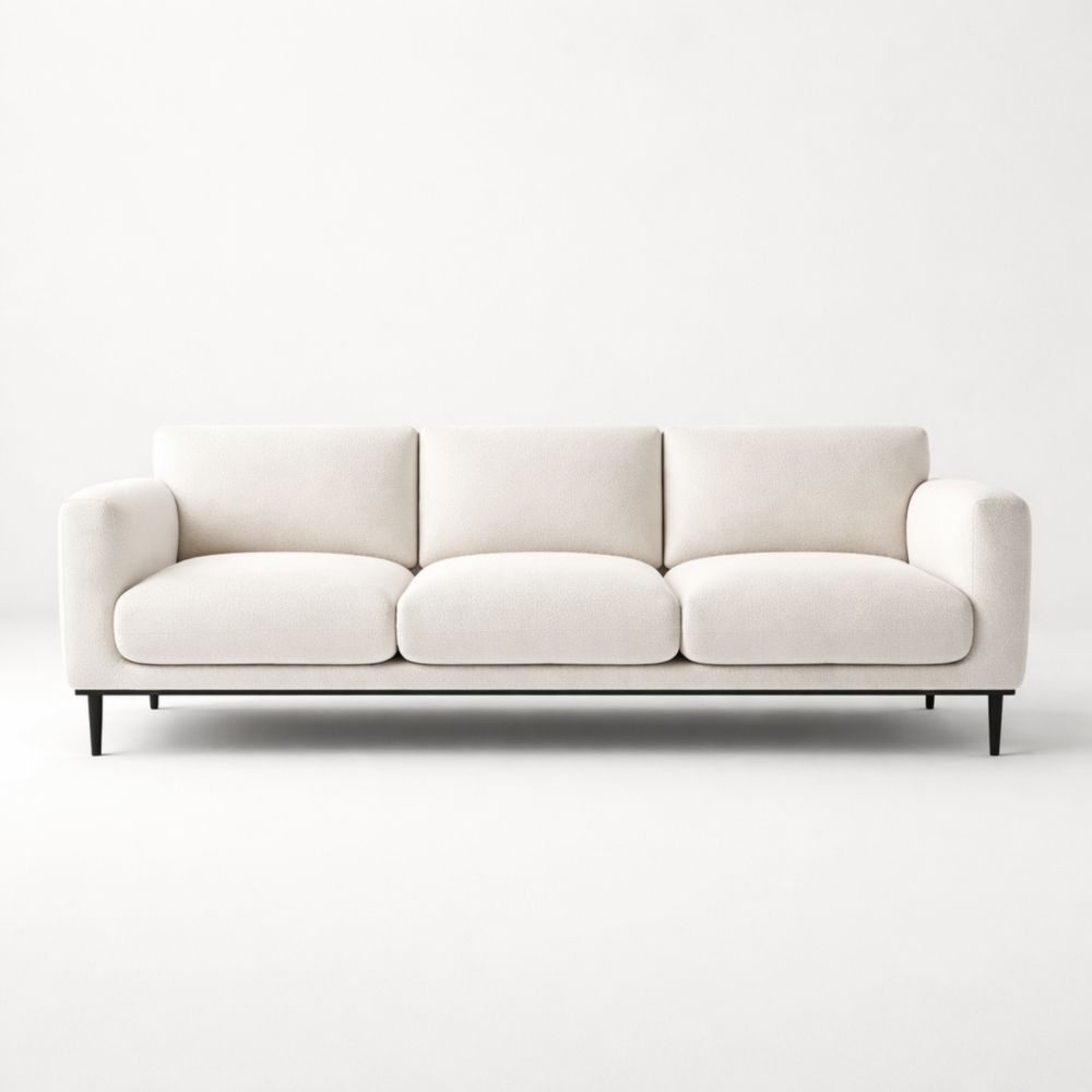 3-Seater Polyester Fabric Sofa Beige