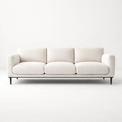 3-Seater Polyester Fabric Sofa Beige