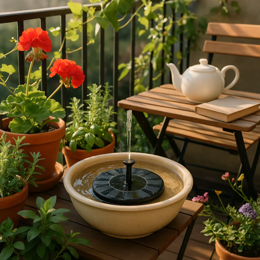 Solar Bird Bath Fountain with 6 Nozzles