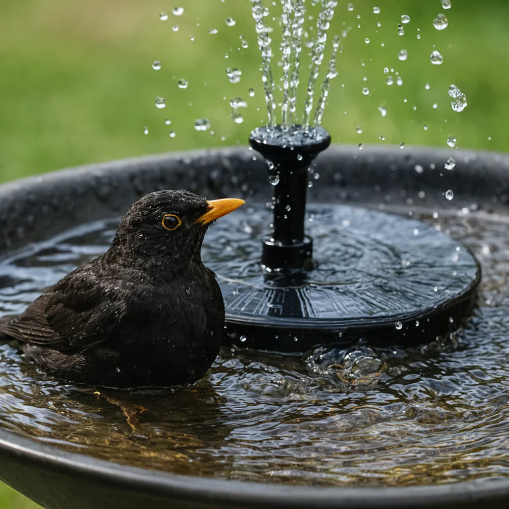 Solar Bird Bath Fountain with 6 Nozzles
