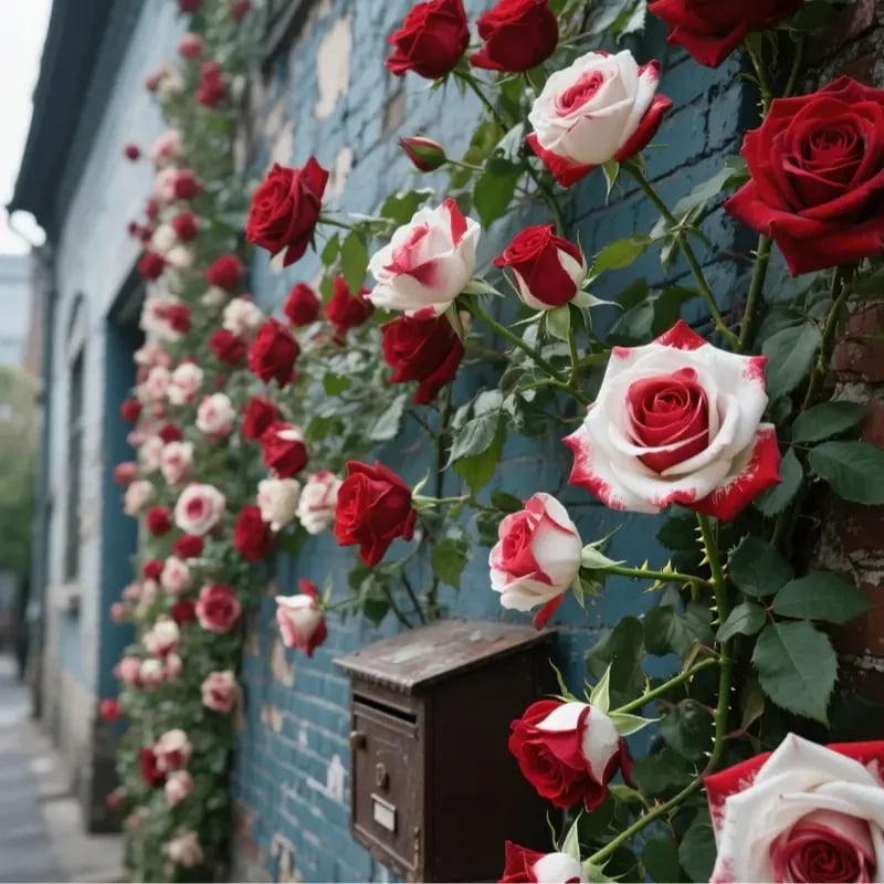 🌹 200/1000pcs Rare Twin Red & White Rose Seeds — Vibrant Garden Blooms