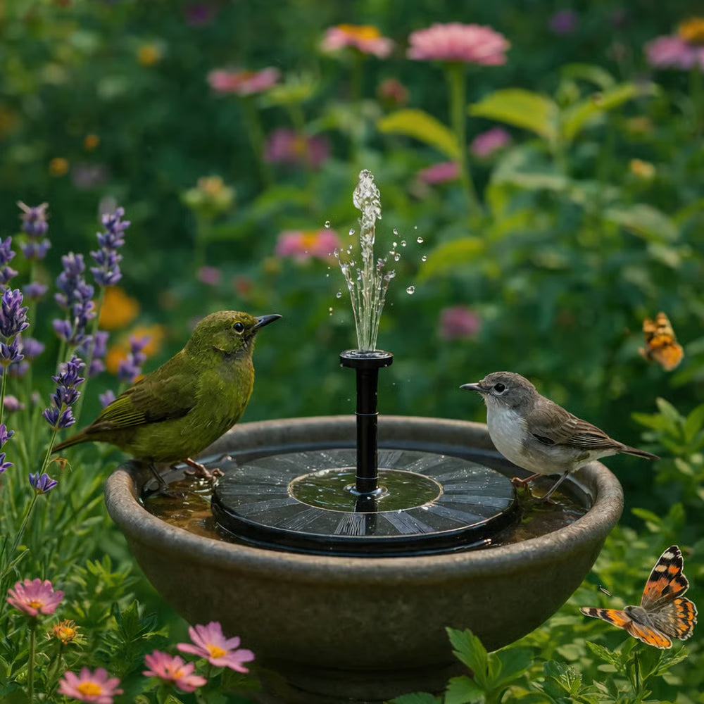 Solar Bird Bath Fountain with 6 Nozzles