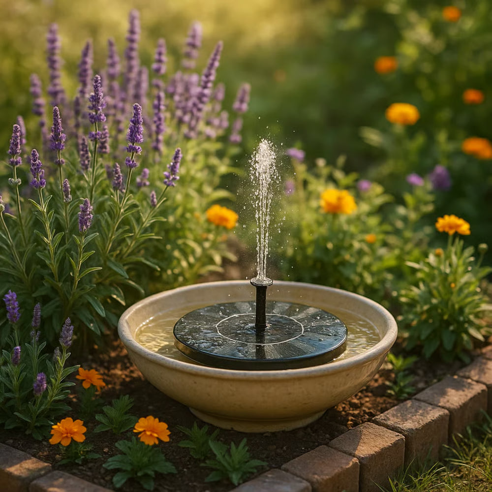 Solar Bird Bath Fountain with 6 Nozzles