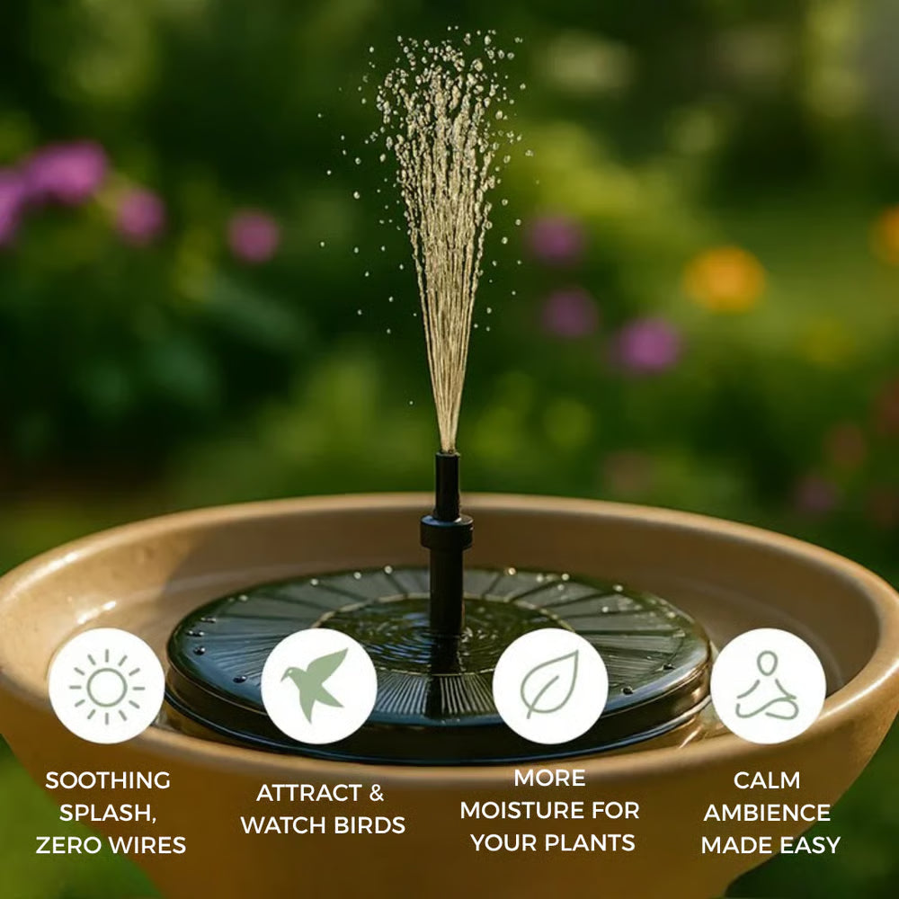 Solar Bird Bath Fountain with 6 Nozzles
