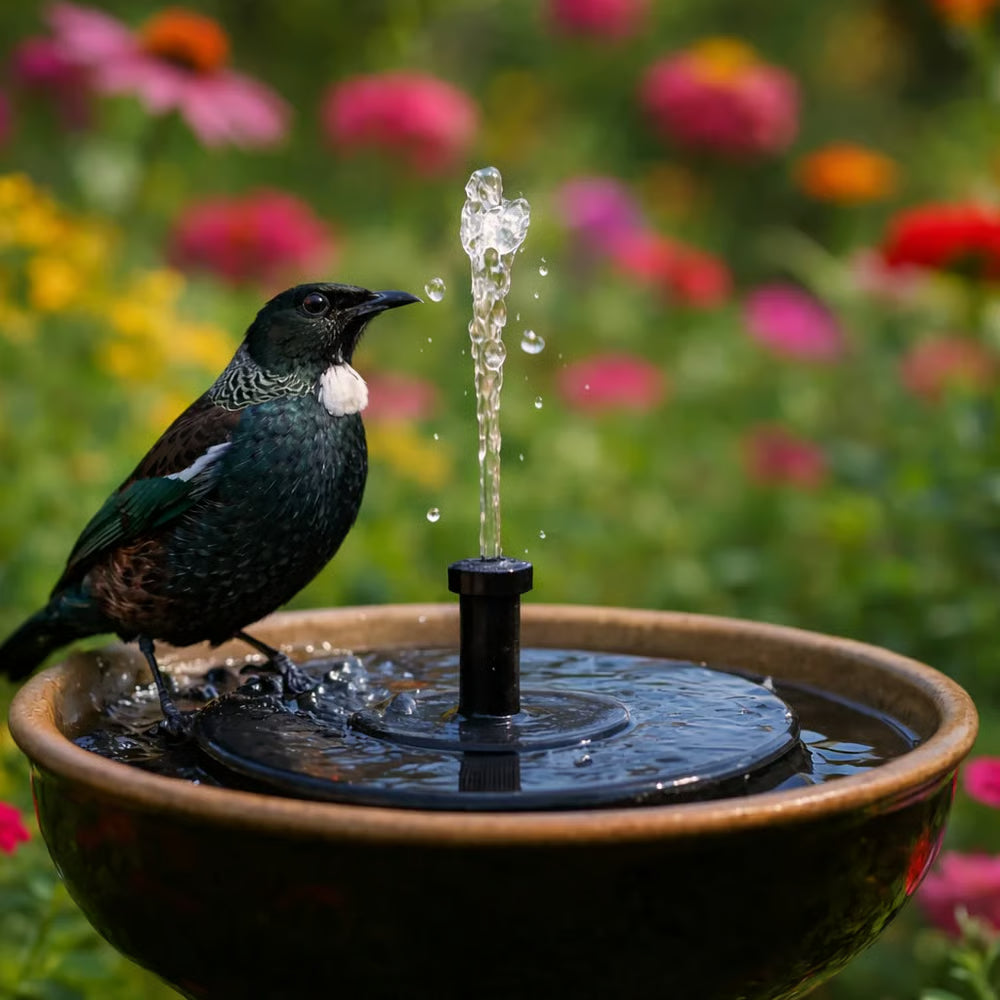 Solar Bird Bath Fountain with 6 Nozzles