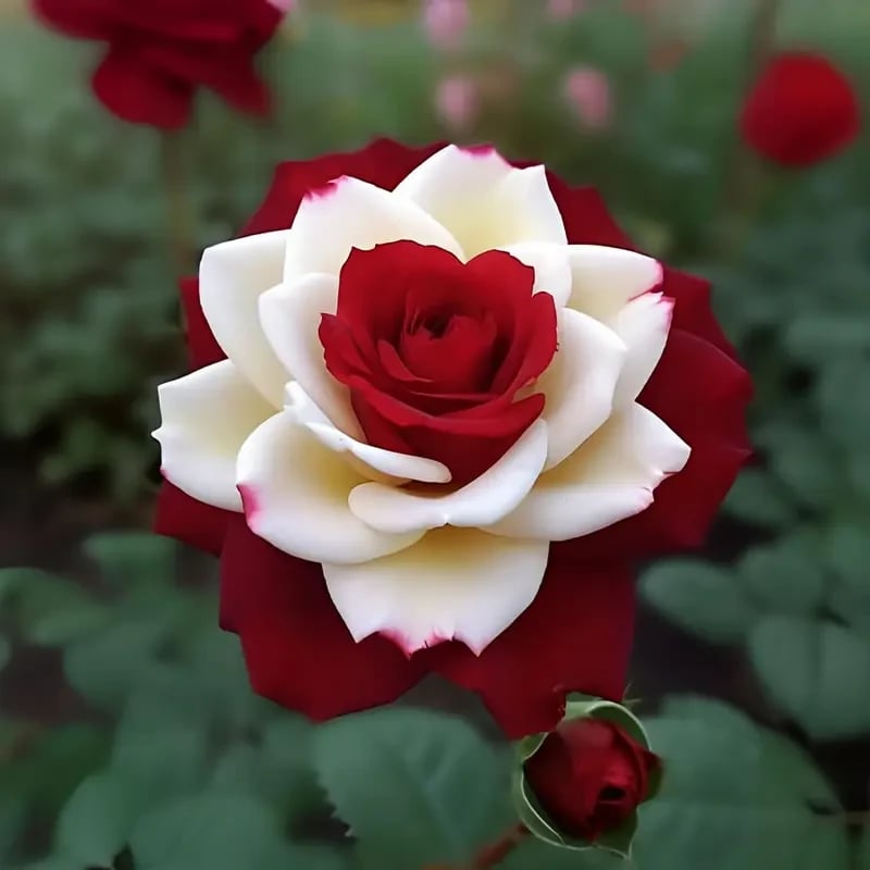 🌹 200/1000pcs Rare Twin Red & White Rose Seeds — Vibrant Garden Blooms