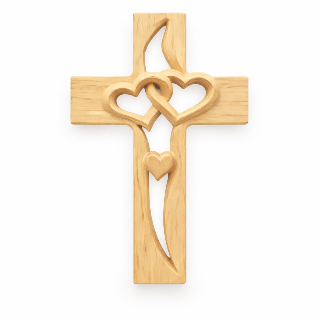 🔥❤️Intertwined Hearts Wooden Cross