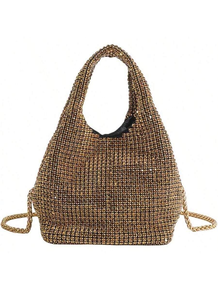 UMREN Bling Full Glitter Knotted Handbag Women Hobo Dumpling Bag Evening Clutch Crossbody Bag- SHEINEU