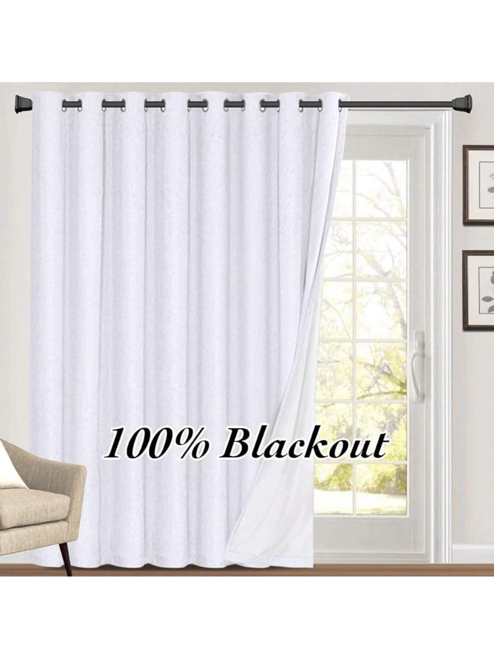 PrinceDeco Blackout Curtains 84 Inches Long Faux Linen Look Curtains Sliding Glass Room Divider Curtain Living Room Thermal Insulated Linen With White Backing,W100 X L84 Inch, Natural- SHEINEU