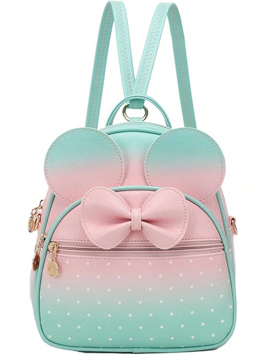 KL928 Girls Bowknot Polka Cute Backpack Small Daypacks Convertible Shoulder Bag Purse Women- SHEINEU